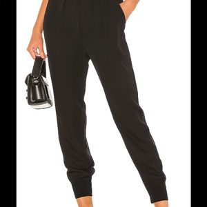 Theory Black Ribbed Cuffed Jogger Pants Size P